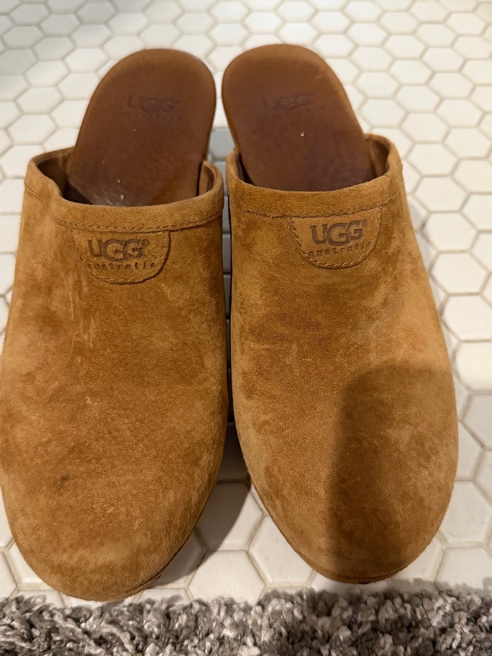 UGG womens Suede Slip-On Clogs in Chestnut Brown